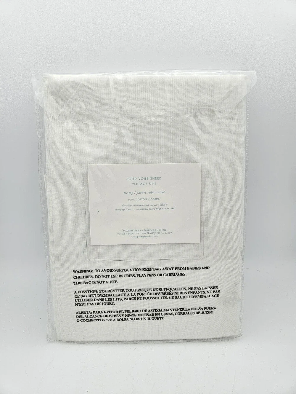 Pottery Barn Kids Solid Voile Sheer 100% Cotton Curtain Set 44